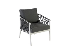 Etta Outdoor Sofa Set 2 Seater , 2 Single seater and 1 Center Table (White +Grey) Braided & Rope