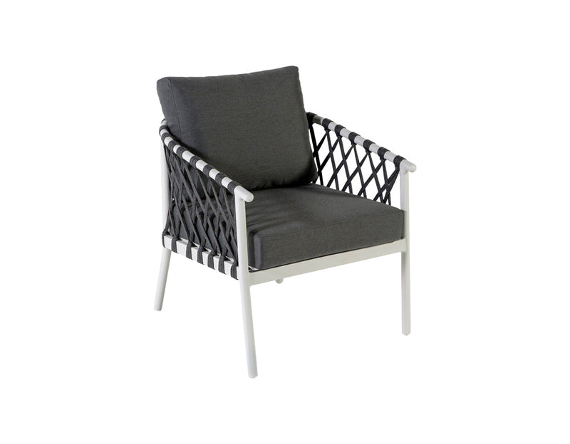 Etta Outdoor Sofa Set 2 Seater , 2 Single seater and 1 Center Table (White +Grey) Braided & Rope