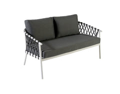 Etta Outdoor Sofa Set 2 Seater , 2 Single seater and 1 Center Table (White +Grey) Braided & Rope