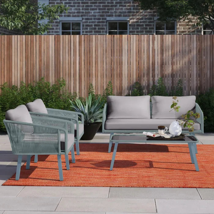 Deifilia Outdoor Sofa Set 2 Seater, 2 Single seater And 1 Table Set Braided & Rope