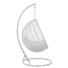 Donato Single Seater Hanging Swing With Stand For Balcony , Garden Swing (White)
