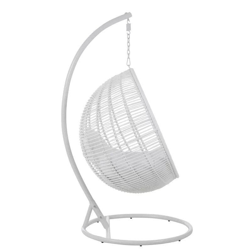 Donato Single Seater Hanging Swing With Stand For Balcony , Garden Swing (White)
