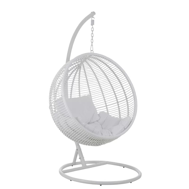 Donato Single Seater Hanging Swing With Stand For Balcony , Garden Swing (White)