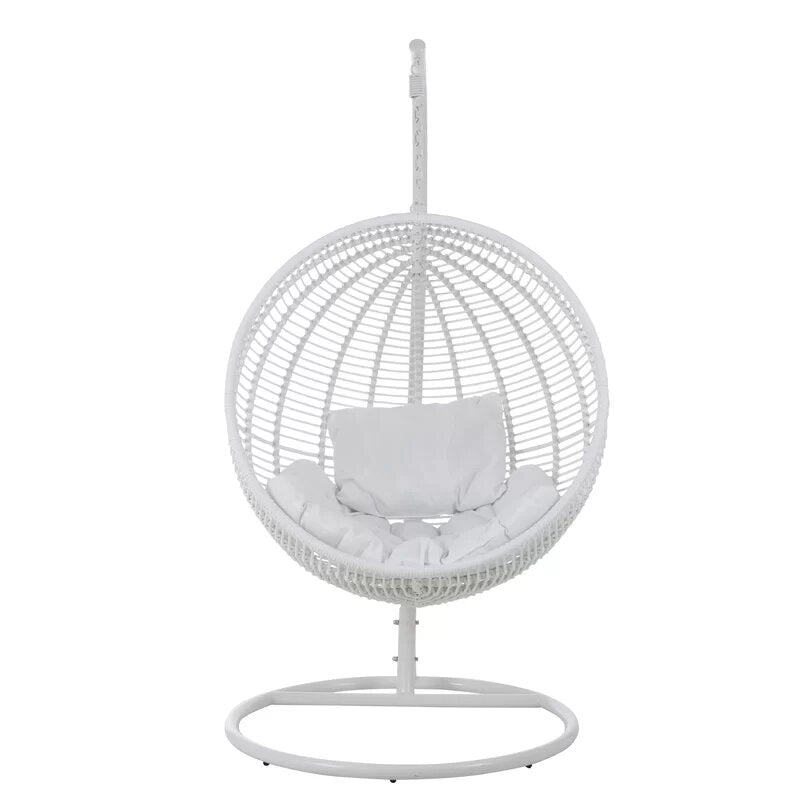 Donato Single Seater Hanging Swing With Stand For Balcony , Garden Swing (White)