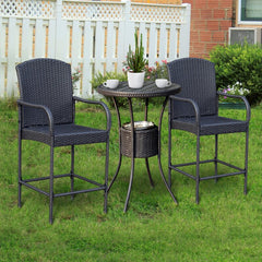 Elisa Outdoor Patio Bar Sets 2 Chairs and 1 Table (Black)