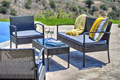 Aver Outdoor Sofa Set 2 Seater , 2 Single seater and 1 Center Table Set (Black)