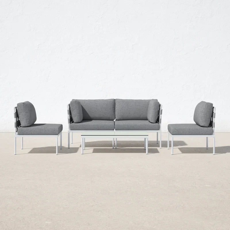 Ilin Outdoor Garden Balcony Sofa Set 2 Seater, 2 Single seater and 1 Center Table Set Braid & Rope