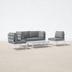 Ilin Outdoor Garden Balcony Sofa Set 2 Seater, 2 Single seater and 1 Center Table Set Braid & Rope