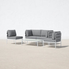Ilin Outdoor Garden Balcony Sofa Set 2 Seater, 2 Single seater and 1 Center Table Set Braid & Rope