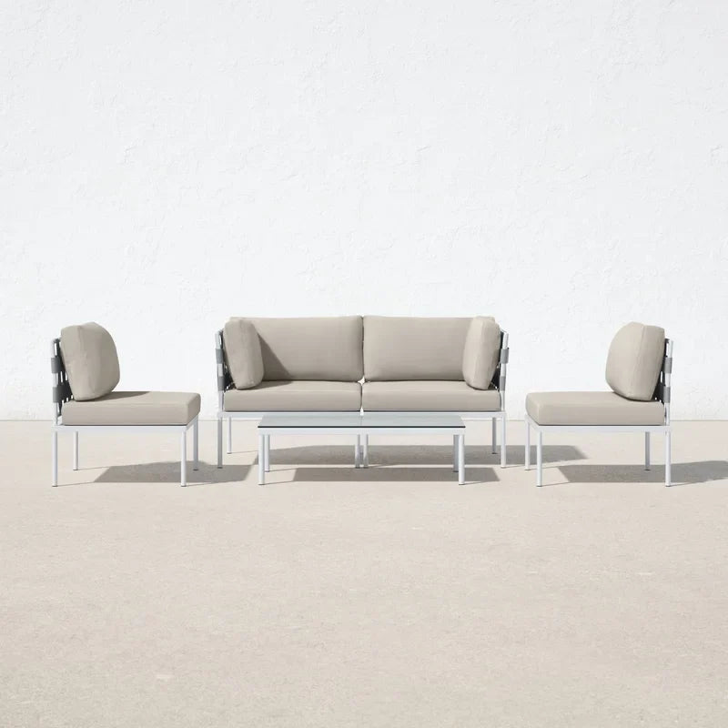 Ilin Outdoor Garden Balcony Sofa Set 2 Seater, 2 Single seater and 1 Center Table Set Braid & Rope