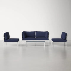 Ilin Outdoor Garden Balcony Sofa Set 2 Seater, 2 Single seater and 1 Center Table Set Braid & Rope