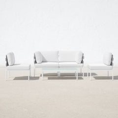 Ilin Outdoor Garden Balcony Sofa Set 2 Seater, 2 Single seater and 1 Center Table Set Braid & Rope