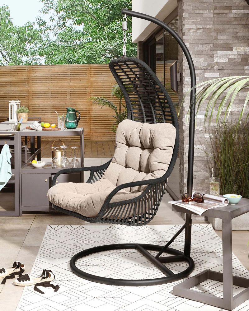 Emondo Single Seater Hanging Swing With Stand For Balcony , Garden Swing (Dark Brown)
