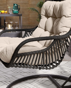 Emondo Single Seater Hanging Swing With Stand For Balcony , Garden Swing (Dark Brown)