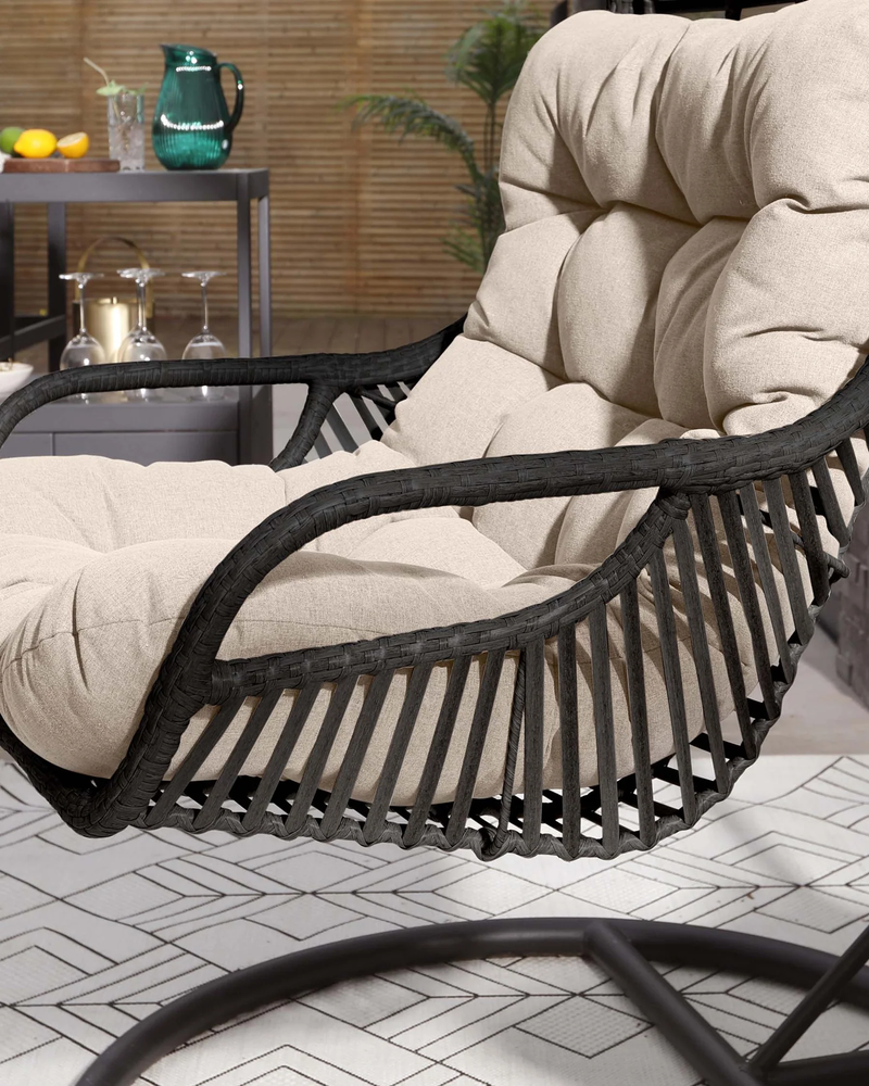 Emondo Single Seater Hanging Swing With Stand For Balcony , Garden Swing (Dark Brown)