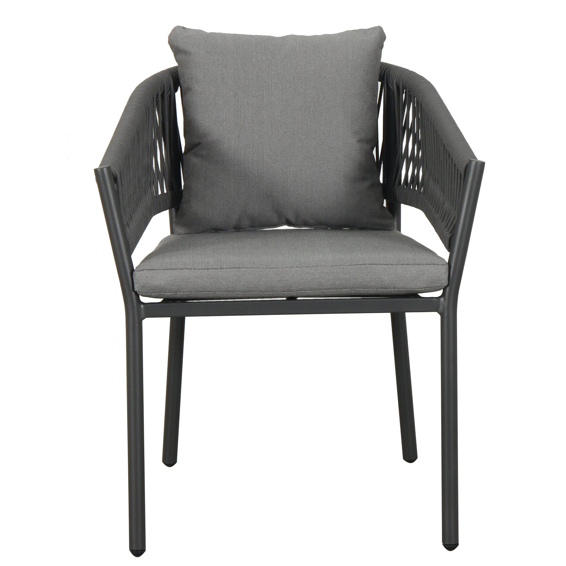 Muno Outdoor Patio Seating Set 4 Chairs and 1 Table Set (Black) Braided & Rope
