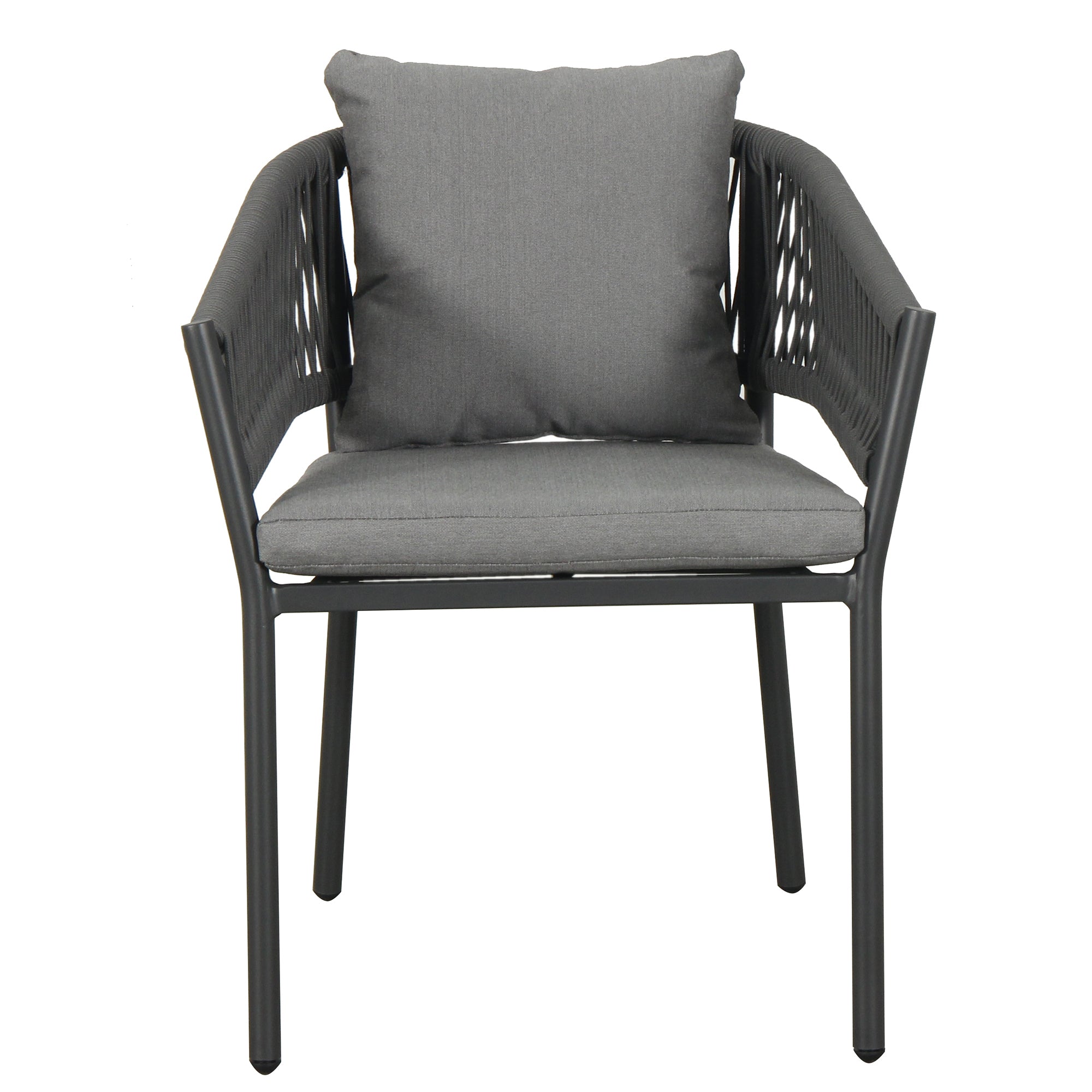 Muno Outdoor Patio Seating Set 4 Chairs and 1 Table Set (Black) Braided & Rope