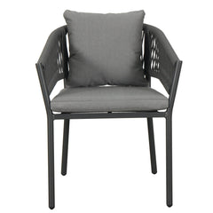 Muno Outdoor Patio Seating Set 4 Chairs and 1 Table Set (Black) Braided & Rope