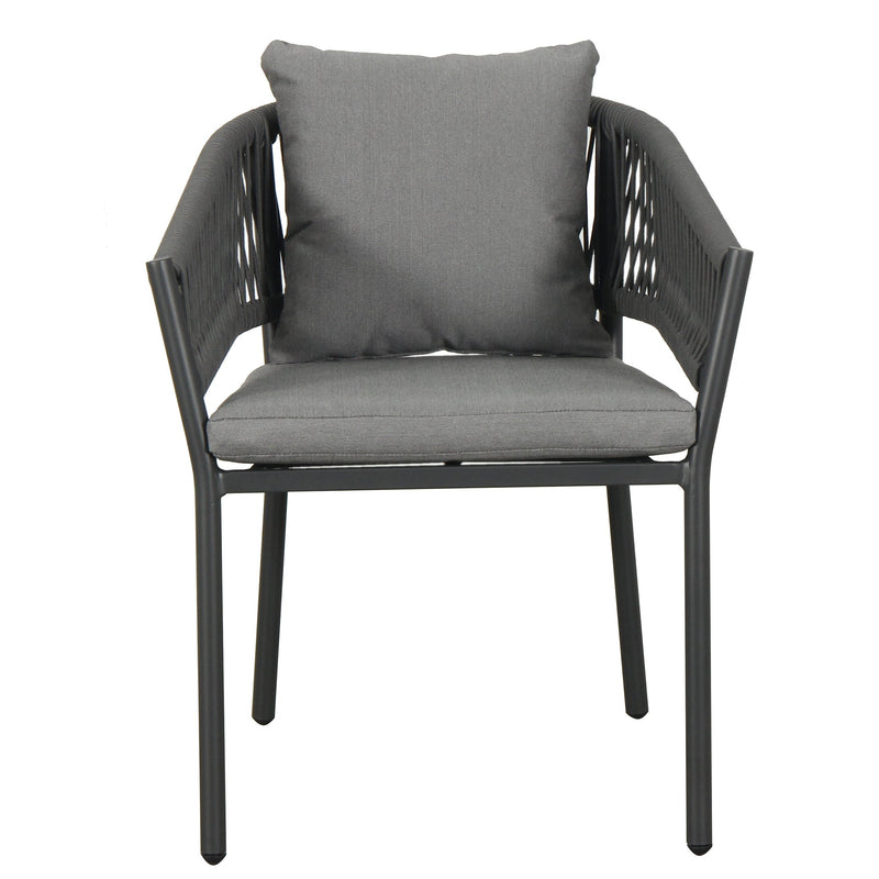Muno Outdoor Patio Seating Set 4 Chairs and 1 Table Set (Black) Braided & Rope