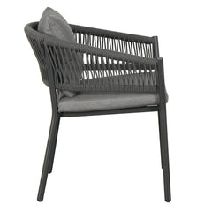 Muno Outdoor Patio Seating Set 4 Chairs and 1 Table Set (Black) Braided & Rope
