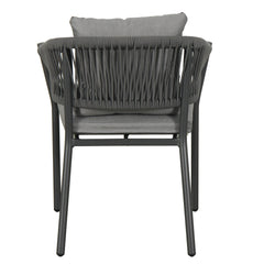 Muno Outdoor Patio Seating Set 4 Chairs and 1 Table Set (Black) Braided & Rope