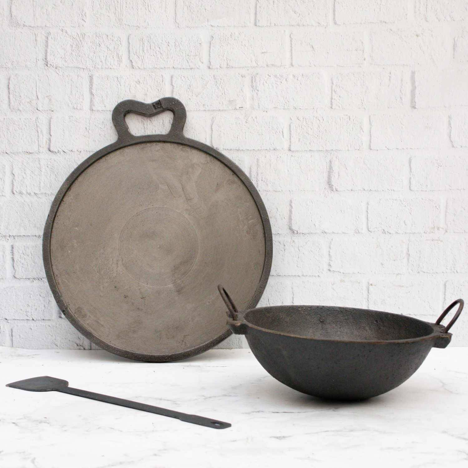 Cast Iron Combo: Kadai,Tawa ,Dosa Ladle