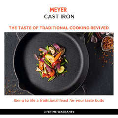 Meyer Pre Seasoned Cast Iron 2 Piece cookware Set 24cm Skillet + 28cm Flat Dosa tawa