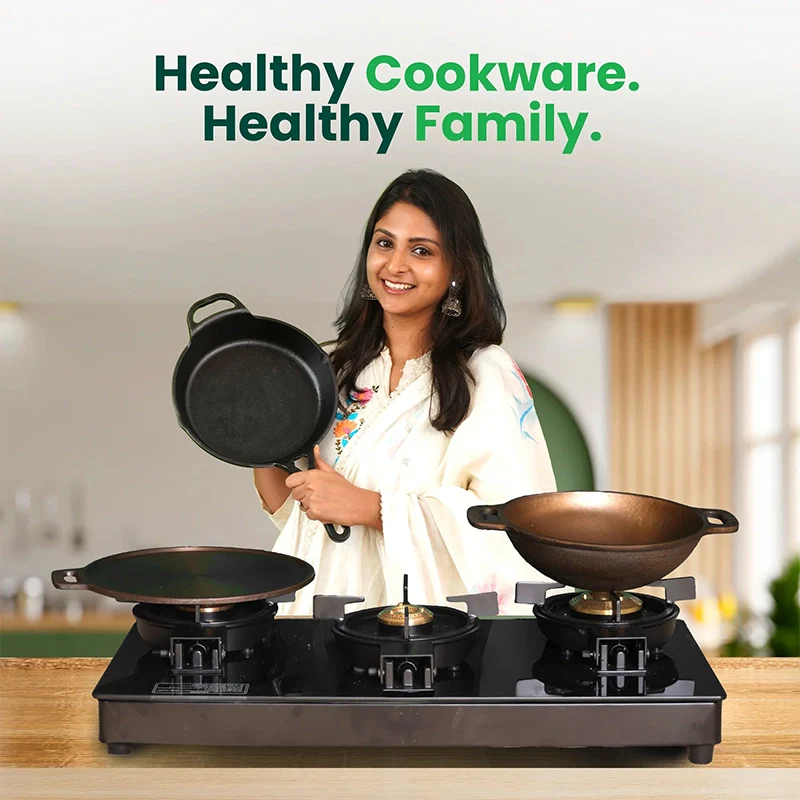 CASTrong Cast Iron Fry Pan/Skillet,Pre-seasoned, Nonstick, 100% Pure, Toxin-free, Induction, 23cm, 1.4L, 2.4kg