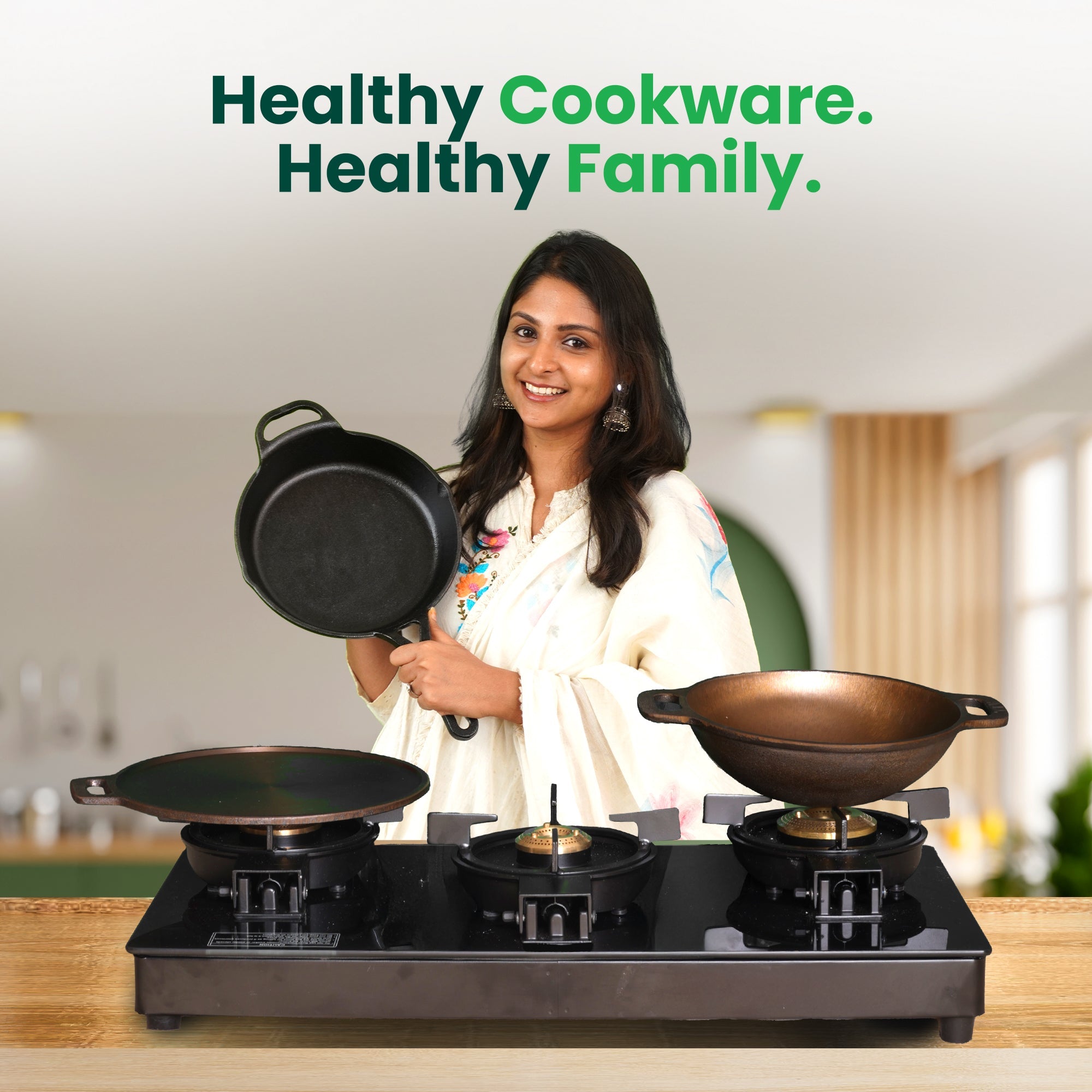 CASTrong Cast Iron Roti/Dosa Tawa, Pre-seasoned, Nonstick, 100% Pure, Toxin-free, Gas & Induction, Free ₹110 Spatula, 30.2cm, 2.4kg