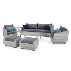 Floriana Outdoor Patio Sofa Set 3 Seater, 2 Single Seater , 2 Footstool , 1 Side table and 1 Center Table (Silver)