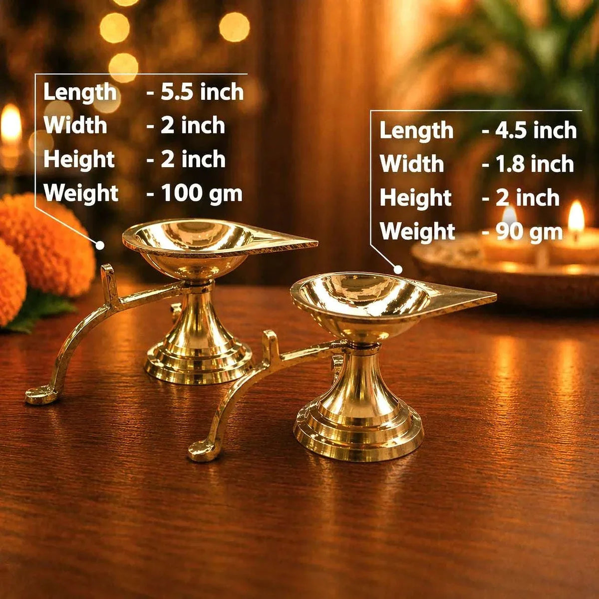 Brass Paan Aarti Diya With Handle (2 Inch)