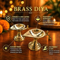 Brass Paan Aarti Diya With Handle (2 Inch)