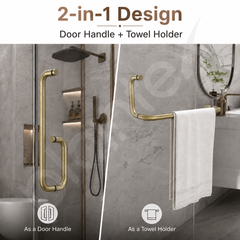 Plantex Stainless Steel Towel Bar Combination/Shower Door Handle/Towel Holder for Glass Shower Door and Bath Door Pull Handle - Pack of 1 (Brass Antique)-3