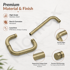 Plantex Stainless Steel Towel Bar Combination/Shower Door Handle/Towel Holder for Glass Shower Door and Bath Door Pull Handle - Pack of 1 (Brass Antique)-4