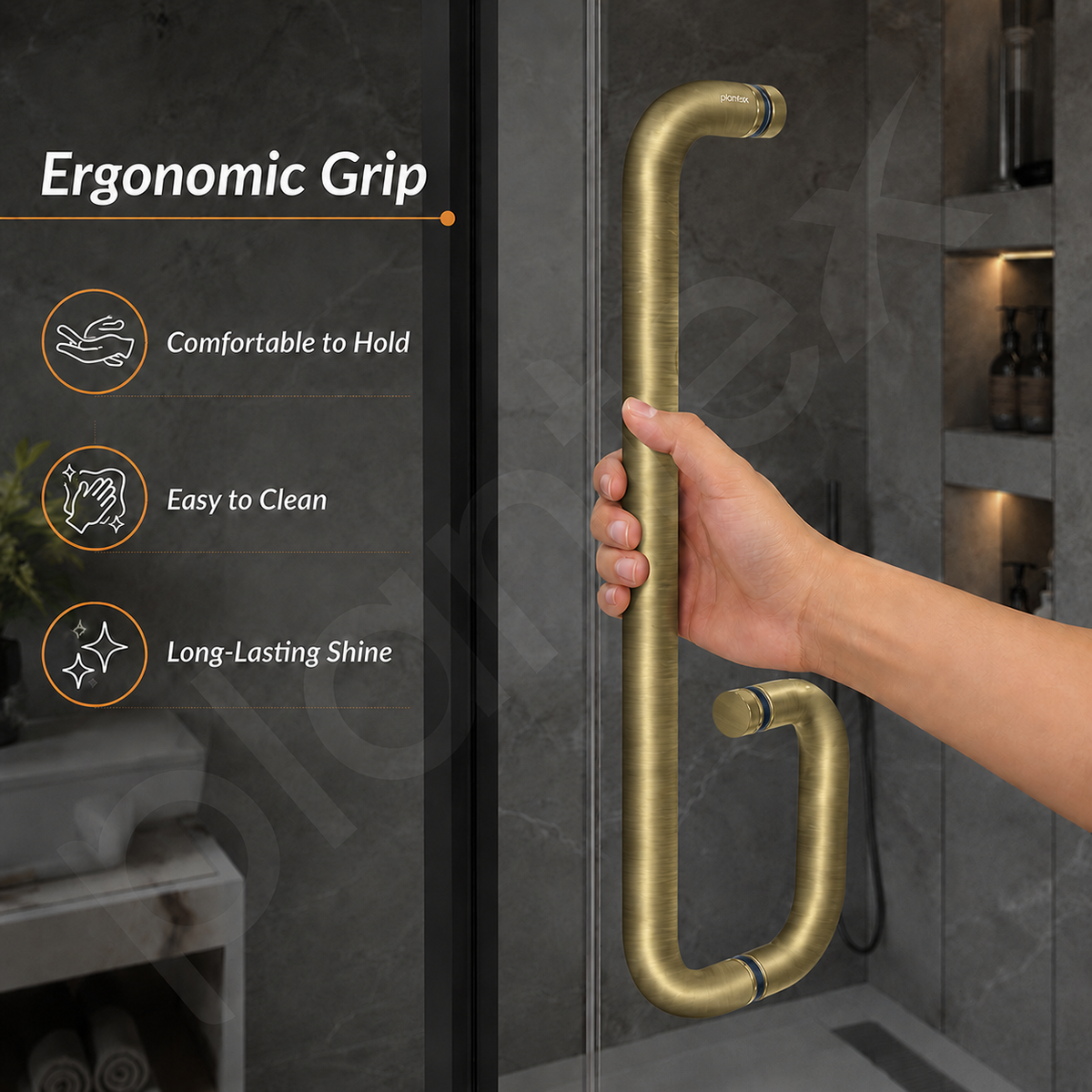Plantex Stainless Steel Towel Bar Combination/Shower Door Handle/Towel Holder for Glass Shower Door and Bath Door Pull Handle - Pack of 1 (Brass Antique)-6