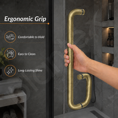 Plantex Stainless Steel Towel Bar Combination/Shower Door Handle/Towel Holder for Glass Shower Door and Bath Door Pull Handle - Pack of 1 (Brass Antique)-6