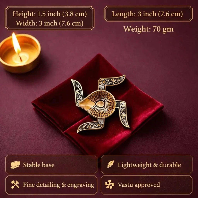 Brass Lightweight Swastik Diya (1.5 Inch)