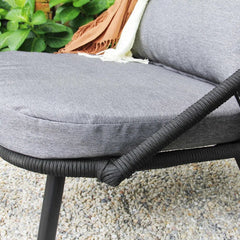 Peraza Outdoor Patio Seating Set 2 Chairs and 1 Table Set (Black) Braided And Rope