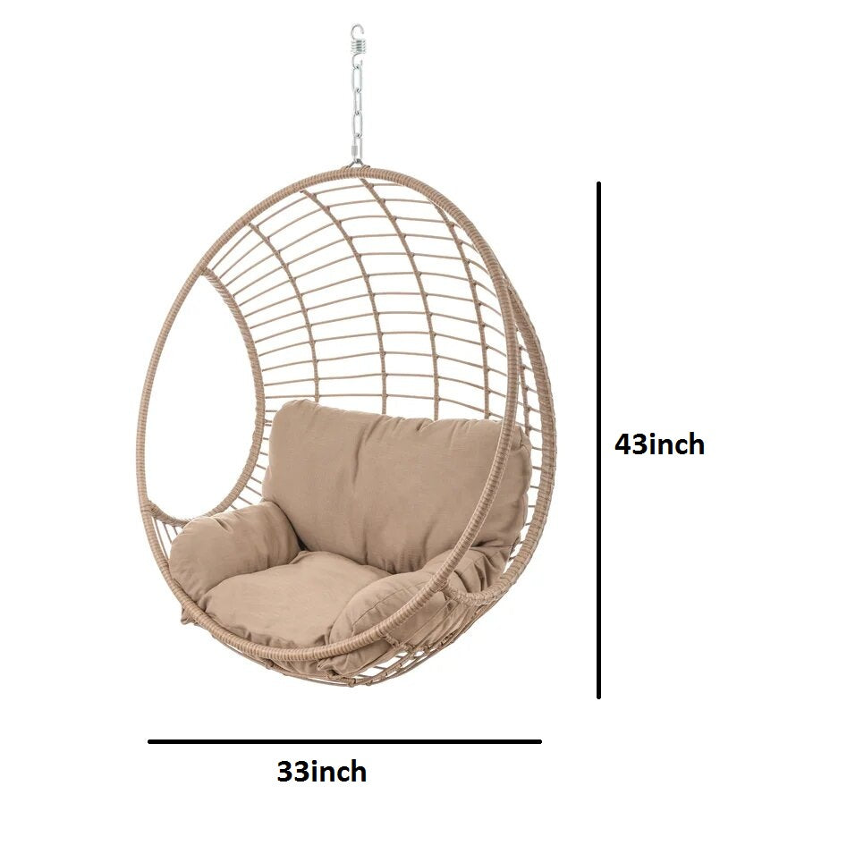 Palerma Single Seater Hanging Swing Without Stand For Balcony , Garden Swing (Honey)