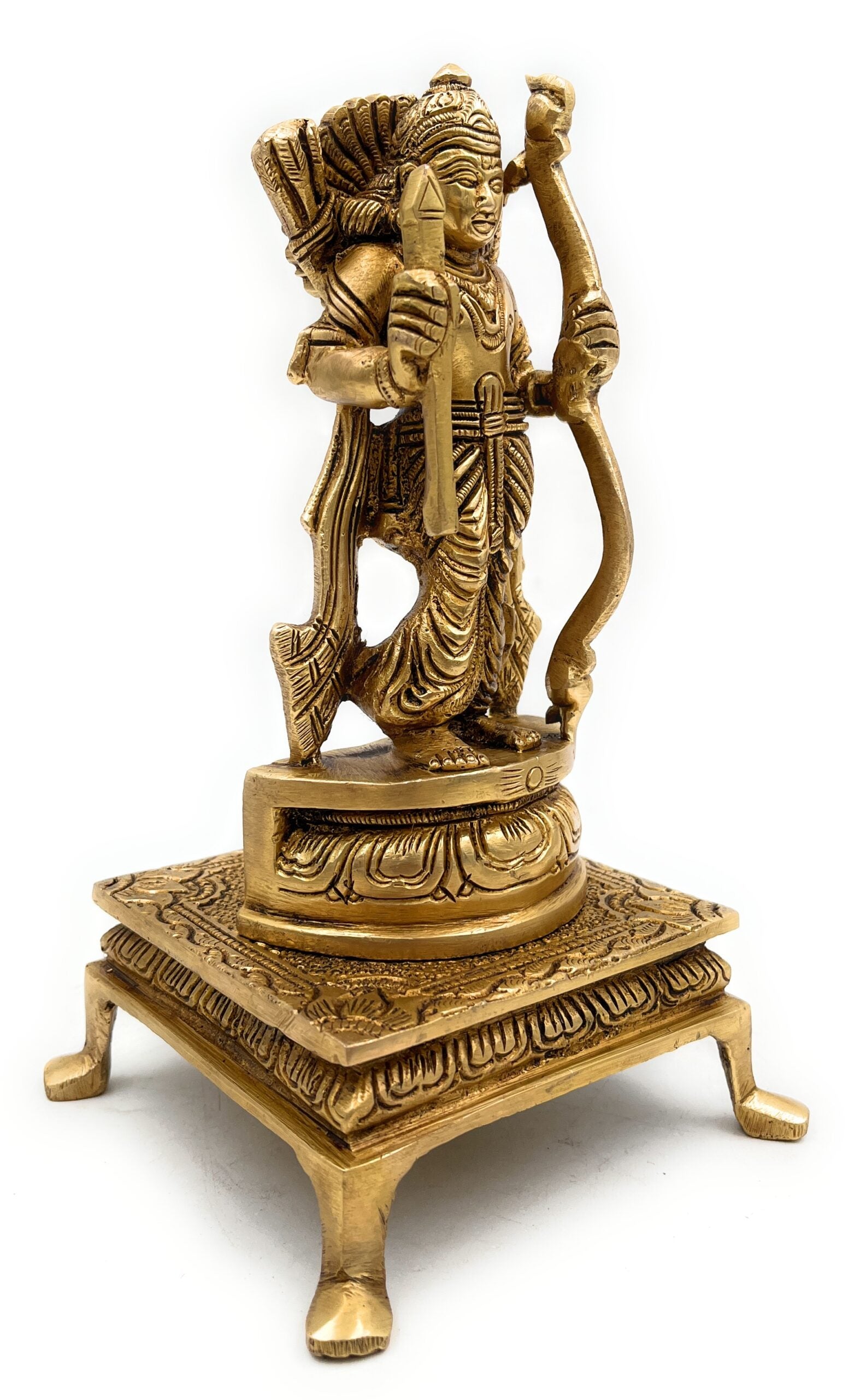 Premium Brass Sri Ram Idol, Shree Rama Statue for Home Temple & Pooja, Handmade Kodanda Rama Murti,Gold, 8 Inch, 1 Piece