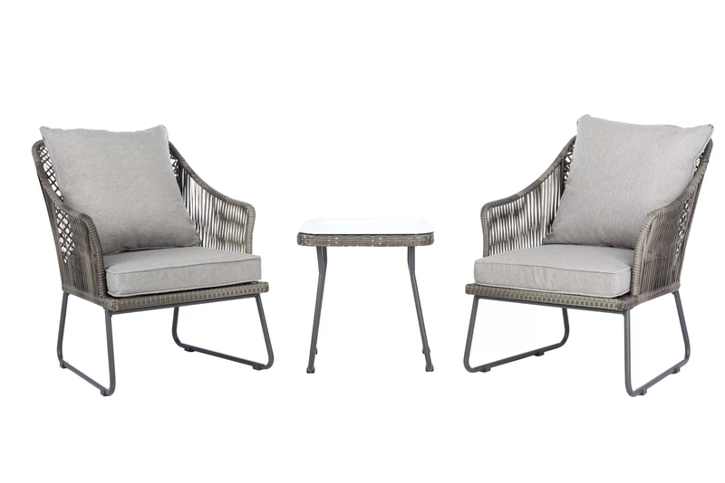 Aadhan Outdoor Patio Seating Set 2 Chairs and 1 Table Set (Grey)