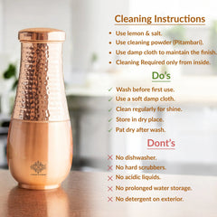 Copper Bedroom Bottle With Half Lacquer & Half Hammered Design