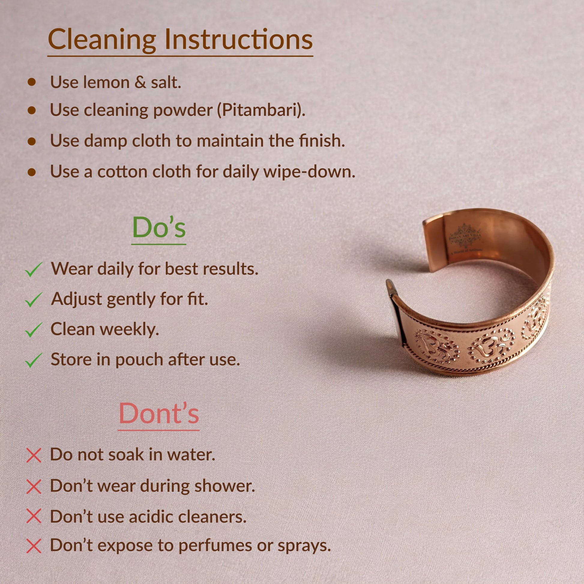 Pure Copper Om Design Broad Bangle Handcrafted Spiritual Bracelet