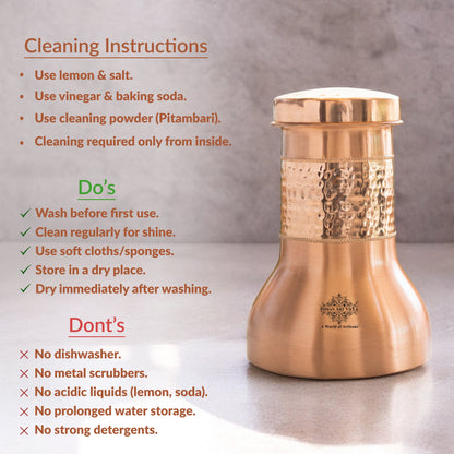 Pure Copper Smooth Hammered Design Lacquer Coated Bedroom Bottle