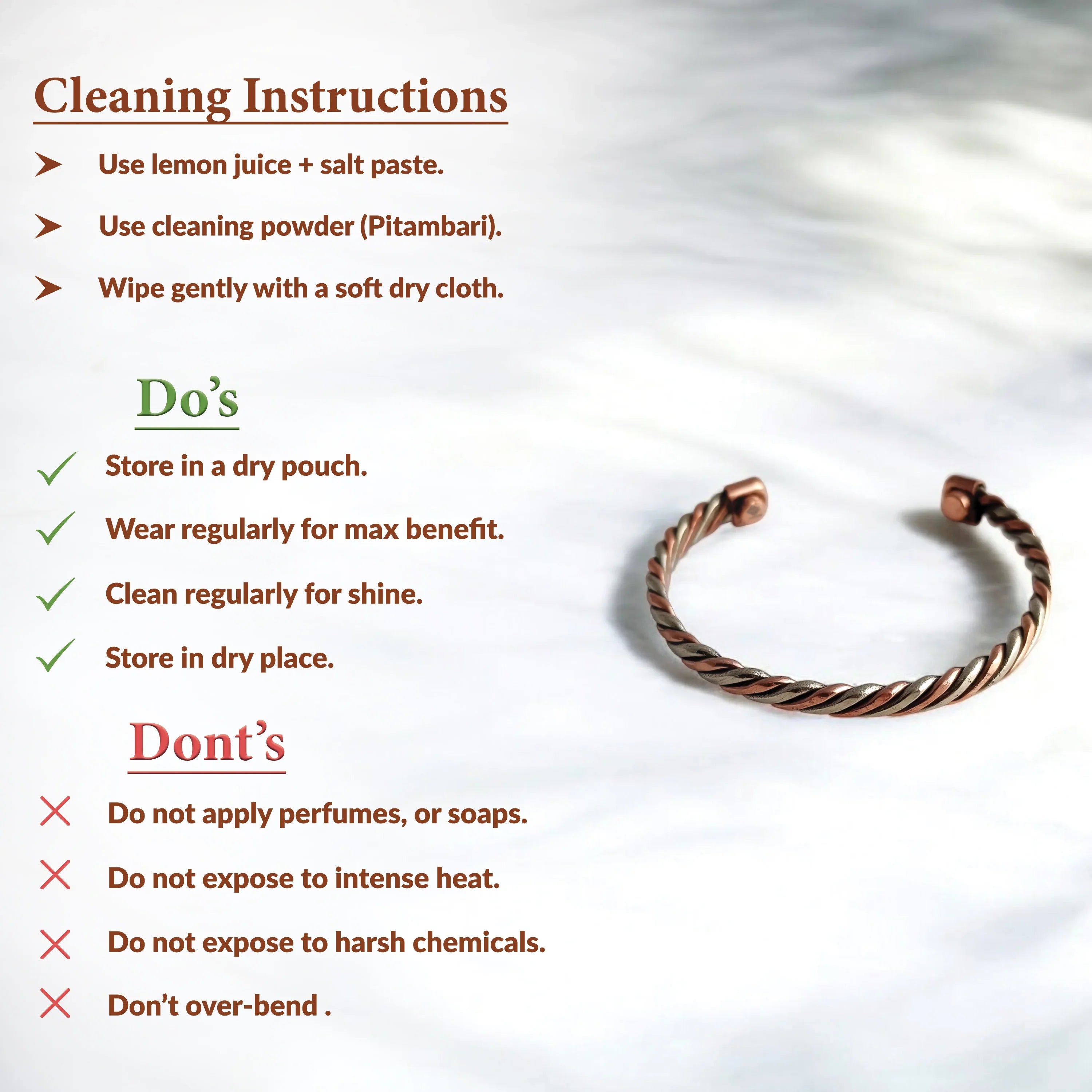 Copper Brass Fashionable Spiral Unisex Kada for Wellness & Gifting