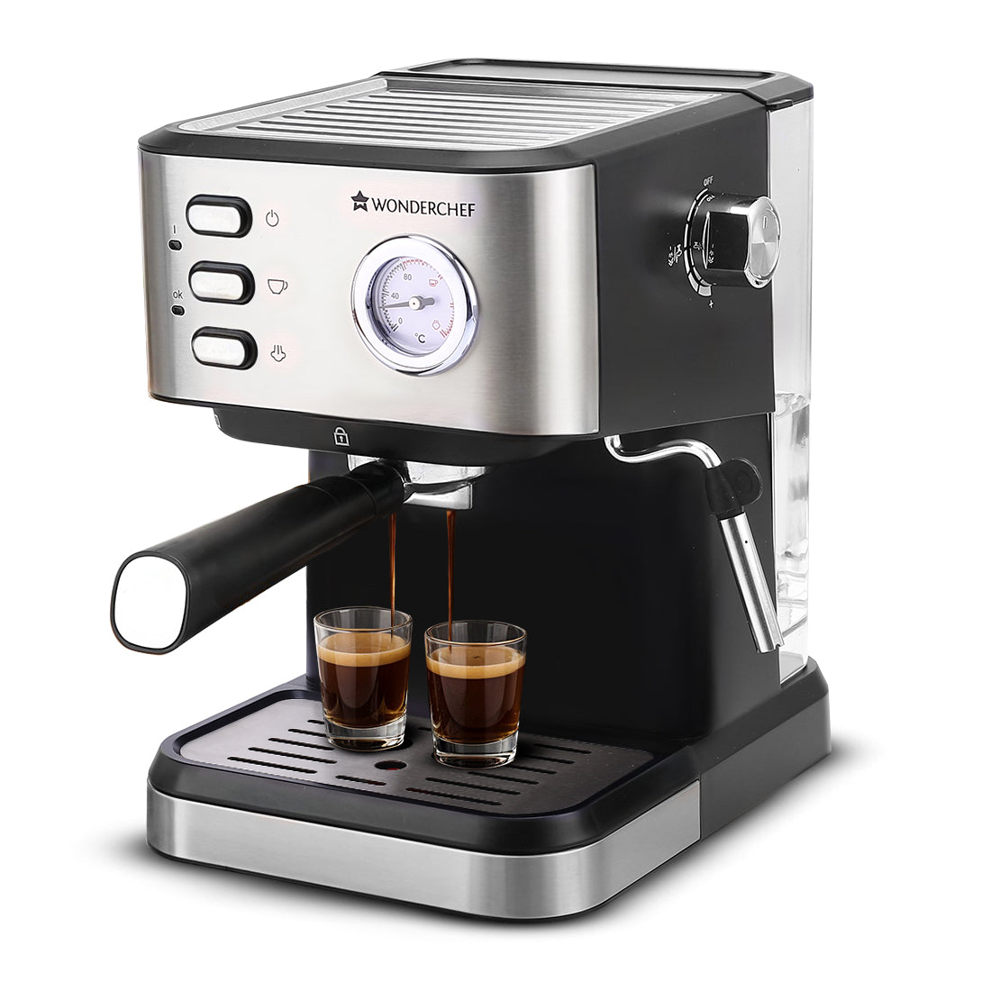 Wonderchef Regenta 19 bar Espresso Coffee Maker | Espresso, Cappuccino, Latte, Mocha, Cold Coffee| Adjustable Milk Froth
