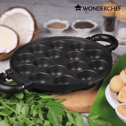Paniyarakkal 23 cm Non-stick, | Ideal for flavourful and Healthy Appams | Gas Stovetop Compatible | Black