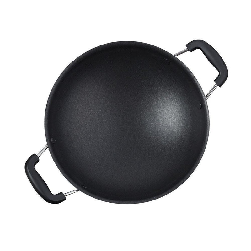 Wonderchef Renewed Appachetty Breakfast Pan with Lid | Nonstick Cookware | Appachatty | Chetty Pan | Appam Patra | Round Bottom Kadai | 3mm Thick | Black 22 cm