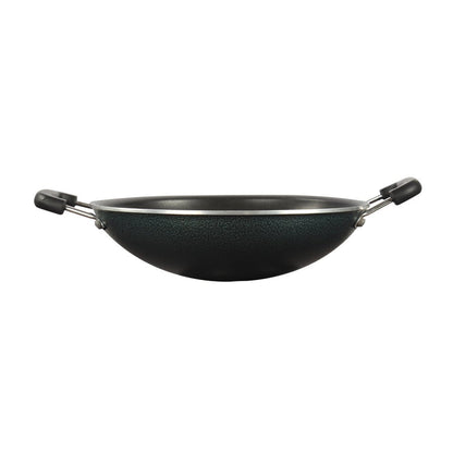 Appachetty Breakfast Pan with Lid | Nonstick Cookware | Appachatty | Chetty Pan | Appam Patra | Round Bottom Kadai | 3mm Thick | Black 22 cm | 1 Year Warranty