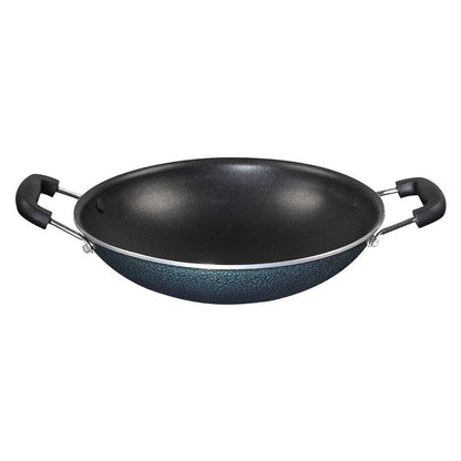 Appachetty Breakfast Pan with Lid | Nonstick Cookware | Appachatty | Chetty Pan | Appam Patra | Round Bottom Kadai | 3mm Thick | Black 22 cm | 1 Year Warranty